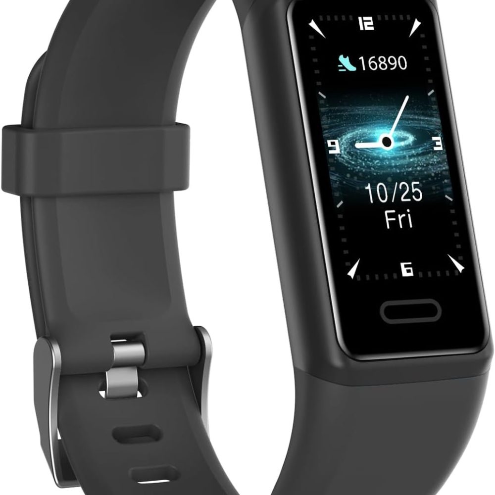 Fitness Tracker Watch with Heart Rate Monitor, Large Screen Activity Tracker with Pedometer, Sleep Monitor, Calories & Step Counter, 5ATM Waterproof Smart Watch for Women Men Fitness Watch for Sports